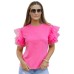 Pink Tulle Ruffle Sleeve Top