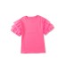 Pink Tulle Ruffle Sleeve Top