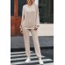 Apricot Pocketed Drop Shoulder Corded Sweat Suit