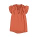 Pink Tiered Ruffled Drawstring V Neck Top