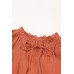 Pink Tiered Ruffled Drawstring V Neck Top