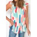 Pink Color Block Ruffled Mock Neck Ruffled Top