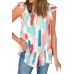 Pink Color Block Ruffled Mock Neck Ruffled Top