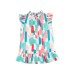 Pink Color Block Ruffled Mock Neck Ruffled Top