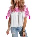 White Embroidered Floral Short Sleeves Shift Top White Embroidered Floral Short Sleeves Shift Top