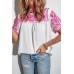 White Embroidered Floral Short Sleeves Shift Top White Embroidered Floral Short Sleeves Shift Top