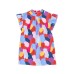Green Ruffle Cap Sleeve Frill Mock Neck Printed Top