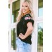 Black Floral Embroidered Bubble Sleeve Frill V Neck Top Black Floral Embroidered Bubble Sleeve Frill V Neck Top