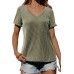 Carbon Grey Twist Short Sleeve Corded V Neck Top