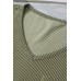 Carbon Grey Twist Short Sleeve Corded V Neck Top