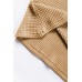 Camel V Neck Petal Sleeve Waffle Knit T-Shirt