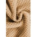 Camel V Neck Petal Sleeve Waffle Knit T-Shirt