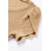 Camel V Neck Petal Sleeve Waffle Knit T-Shirt