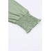 Khaki Smocked 3/4 Sleeve Casual Loose Top