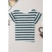 Sea Green Striped V Neck Ruffle Sleeve Top Sea Green Striped V Neck Ruffle Sleeve Top