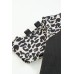Black Leopard Color Block Cut Out Short Sleeve Top