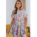 Pink Floral Print Ruffle Sleeve Babydoll Top Pink Floral Print Ruffle Sleeve Babydoll Top