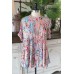 Pink Floral Print Ruffle Sleeve Babydoll Top Pink Floral Print Ruffle Sleeve Babydoll Top