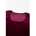 Burgundy Short Puff Sleeve Velvet Top