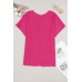 Black Crinkled V Neck Wide Sleeve T-shirt