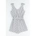White Striped Print Wrap Sleeveless Romper