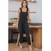 Gray Smocked Ruffled Straps High Waist Sleeveless Jumpsuit