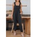 Gray Smocked Ruffled Straps High Waist Sleeveless Jumpsuit