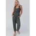 Gray Smocked Ruffled Straps High Waist Sleeveless Jumpsuit