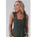 Gray Smocked Ruffled Straps High Waist Sleeveless Jumpsuit
