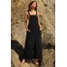 Fiery Red Solid Color Corduroy Wide Leg Bib Overalls Fiery Red Solid Color Corduroy Wide Leg Bib Overalls