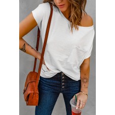 Brown Pocketed Tee with Side Slits