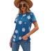 Blue Floral Pattern T-shirt