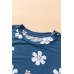 Blue Floral Pattern T-shirt