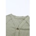 Khaki Exposed Seam Buttons Front Waffle Knit Cardigan