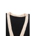 Black Contrast Trim Open Front Lantern Sleeves Cardigan Black Contrast Trim Open Front Lantern Sleeves Cardigan