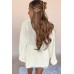 Beige Plain Hollowed Knit Button Front Cardigan