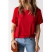 Fiery Red Solid Color Crew Neck Tee Fiery Red Solid Color Crew Neck Tee
