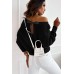 Black Ribbon Bow Knot Dolman Sleeve Sweater