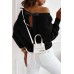 Black Ribbon Bow Knot Dolman Sleeve Sweater