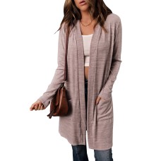 Pink Tunic Back Open Front Cardigan with Pockets Pink Tunic Back Open Front Cardigan with Pockets