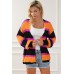 Black Striped Colorblock Drop Shoulder Slouchy Cardigan
