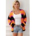 Black Striped Colorblock Drop Shoulder Slouchy Cardigan
