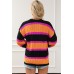 Black Striped Colorblock Drop Shoulder Slouchy Cardigan