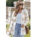 Beige Textured Stripe Pattern Drop Shoulder Duster Cardigan