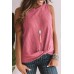Fiery Red Twist Knot Waffle Knit Tank Top Fiery Red Twist Knot Waffle Knit Tank Top