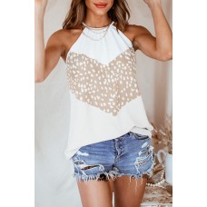 Spotted Print Splice Halter Tank