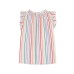 Barrier Striped Flutter Sleeve Frilled Neck Tank Top