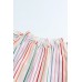 Barrier Striped Flutter Sleeve Frilled Neck Tank Top