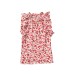 Fiery Red Floral Print Ruffled Mock Neck Sleeveless Top