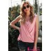 Pink V Neck Draped Tank Top Pink V Neck Draped Tank Top